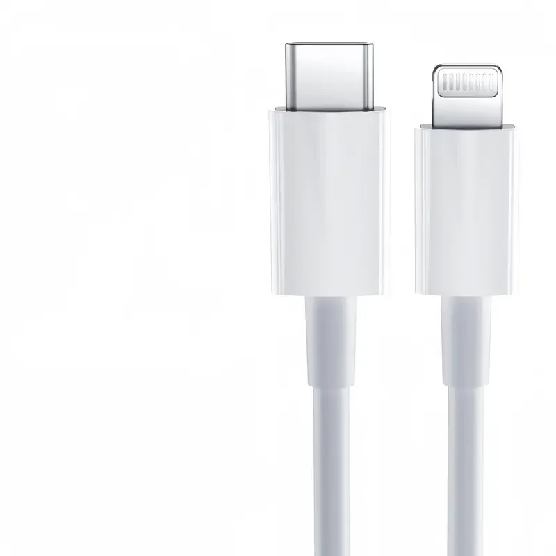 محول بريطاني PD+QC 20 واط مع كابل مجدول Type-C إلى Lightning 1 متر من باويرو بلس - أبيض