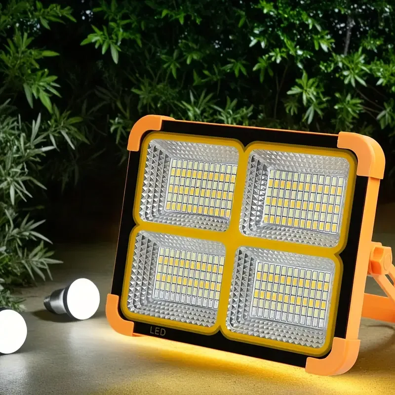 كشاف LED محمول بشحن USB وشمسي ببطارية تدوم طويلاً و5 مستويات إضاءة وقاعدة مغناطيسية