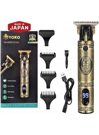 ماكينة حلاقة وتشذيب الشعر اللاسلكية الاحترافية Yoko YK-9555 مع شاشة LED - ذهبي كلاسيكي