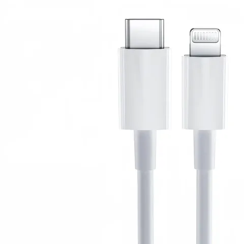 محول بريطاني PD+QC 20 واط مع كابل مجدول Type-C إلى Lightning 1 متر من باويرو بلس - أبيض