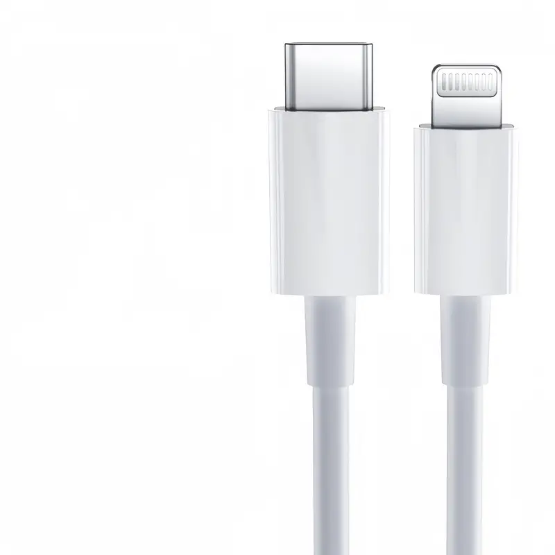 محول بريطاني PD+QC 20 واط مع كابل مجدول Type-C إلى Lightning 1 متر من باويرو بلس - أبيض